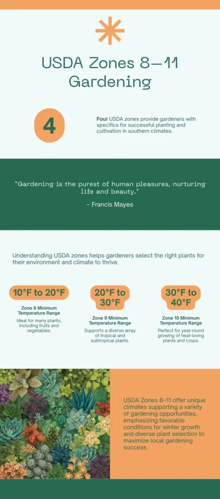 Infographic - USDA Zones 8–11 Gardening