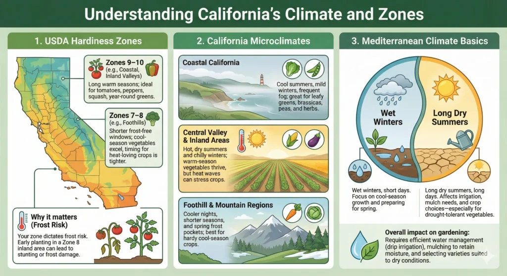 Understanding California’s Climate and Zones infographic