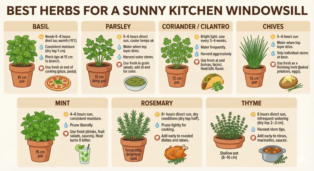 Best Herbs for a Sunny Kitchen Windowsill
