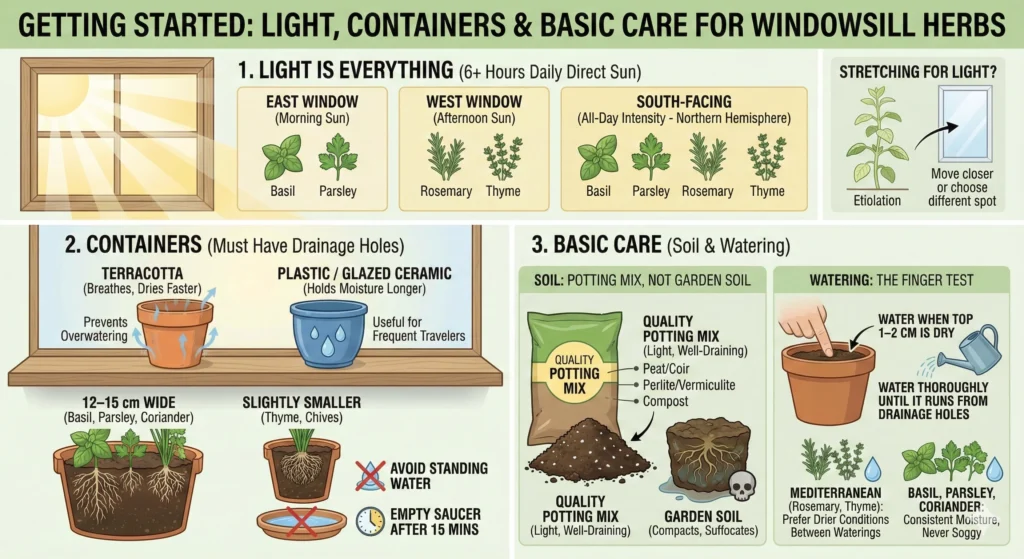 Getting Started for growing herbs on windowsill