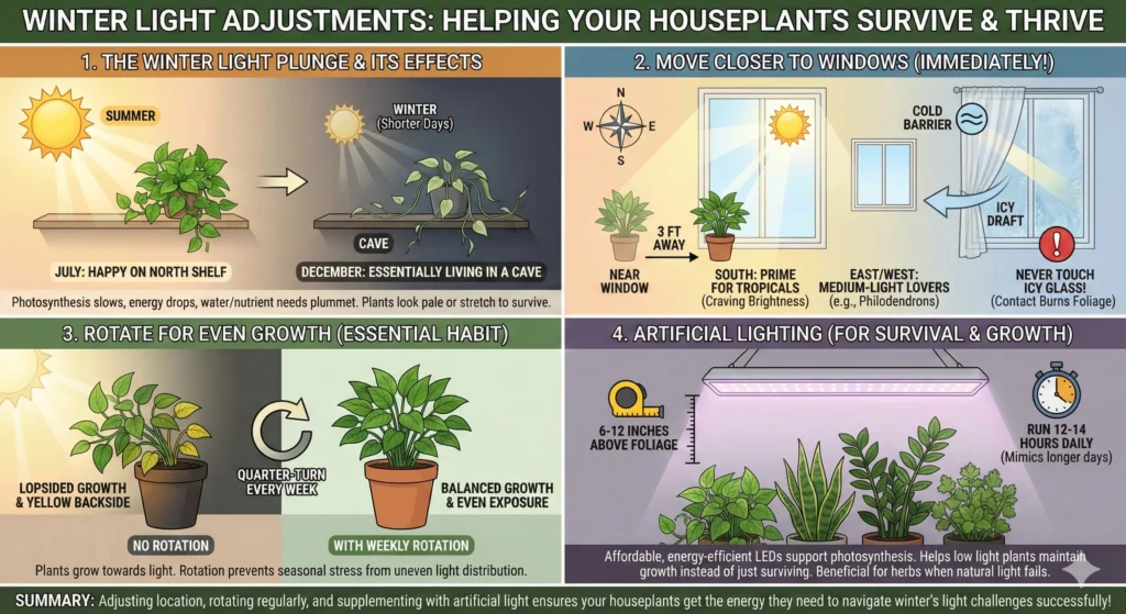 Revive Houseplants: Winter Survival Checklist 3 Light Adjustments