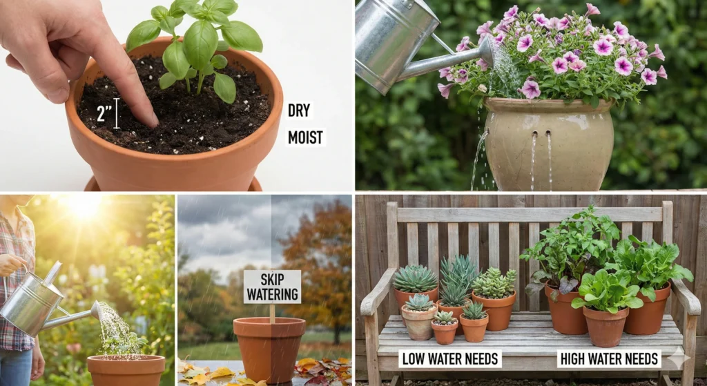 Transform Your Container Garden: Fix These 7 Mistakes 3 Water based on actual soil moisture
