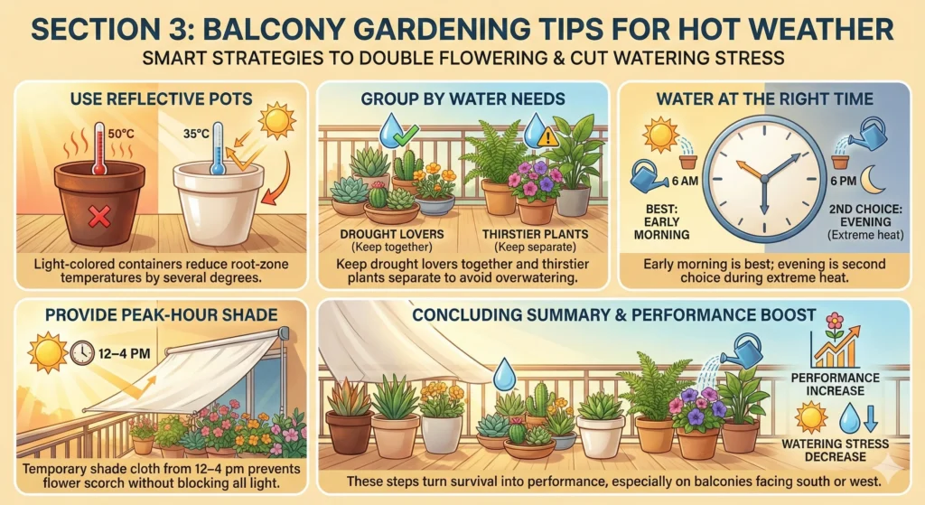 Balcony Gardening Tips for Hot Weather infographic