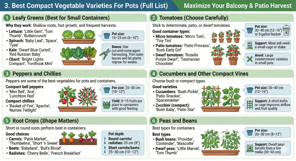 Ultimate Compact Crops for Pots & Small Spaces 3 Best Compact Vegetable Varieties For Pots (Full List)