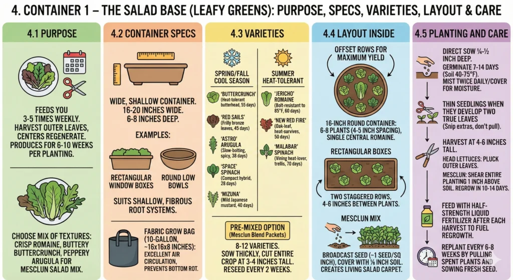 Container 1 – The Salad Base (Leafy Greens)
