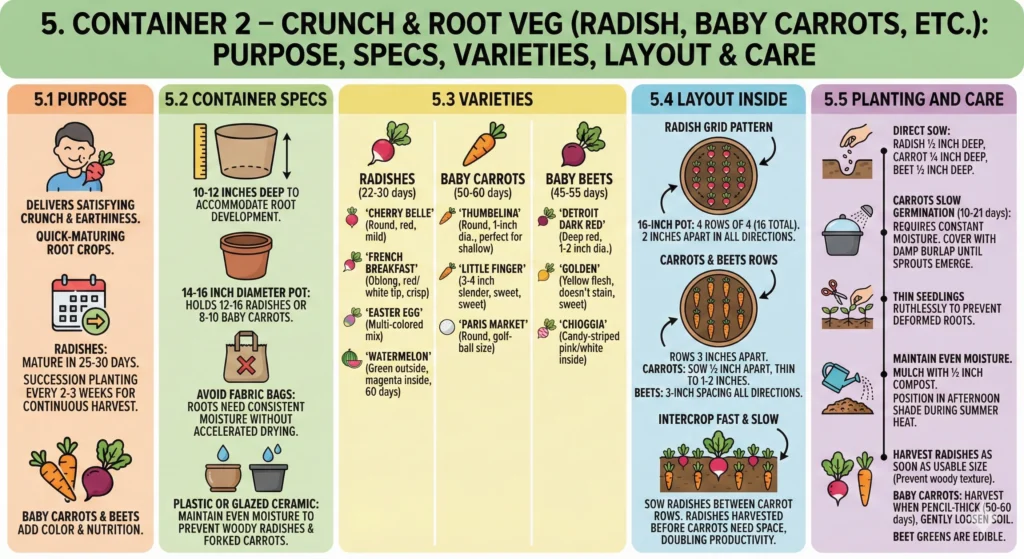 Container 2 – Crunch & Root Veg (Radish, Baby Carrots, Etc.)