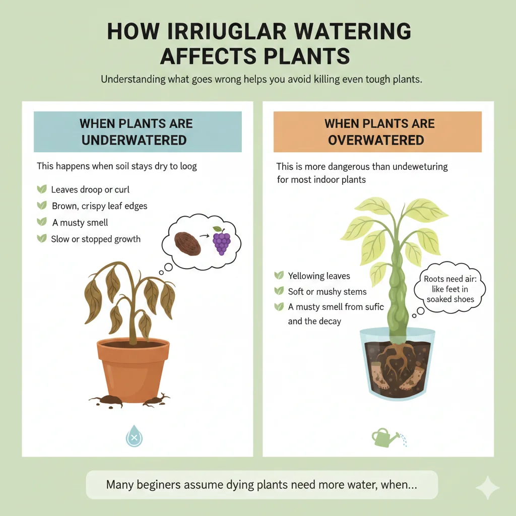 How Irregular Watering Affects Plants Infographic