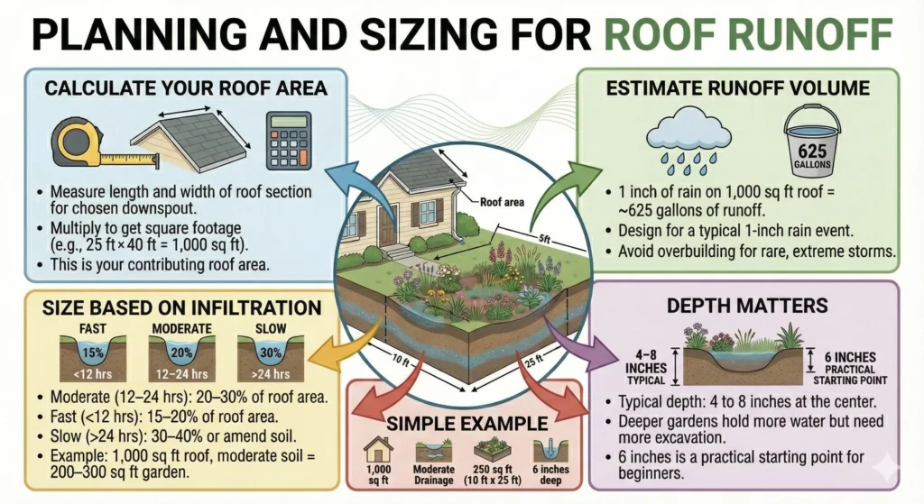 Rain Garden Basics: Essential Guide to Roof Runoff 4 Planning and Sizing for Roof Runoff