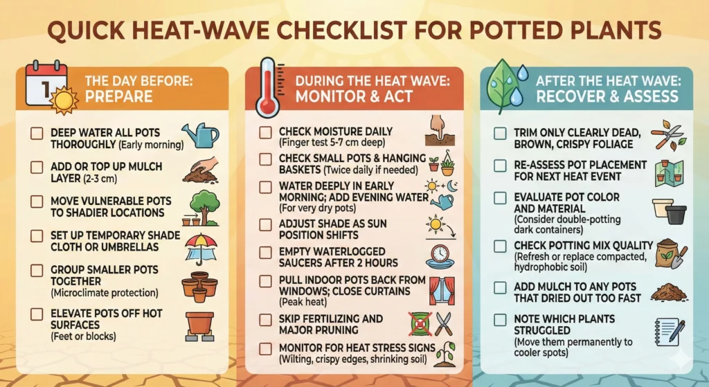 Quick Heat-Wave Checklist for Potted Plants