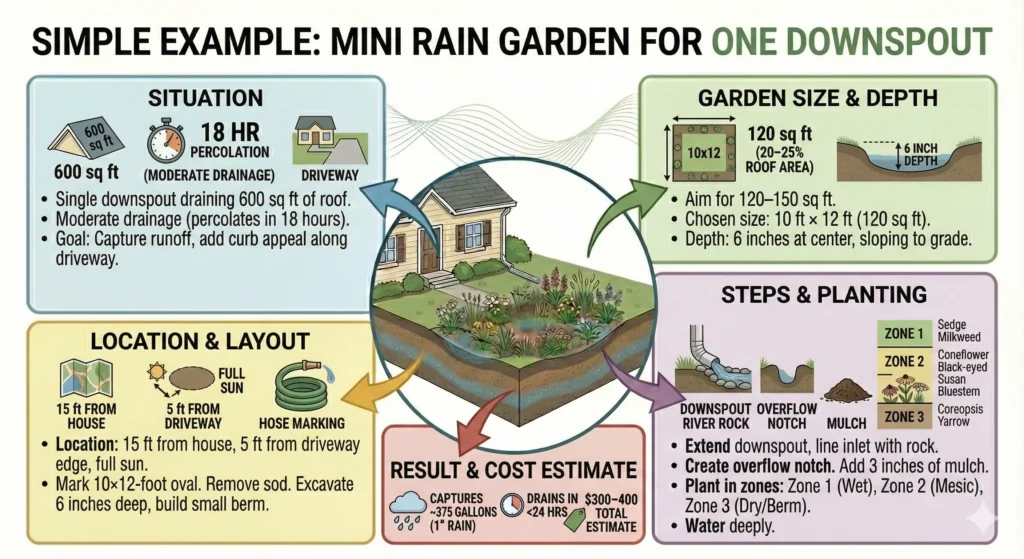 Rain Garden Basics: Essential Guide to Roof Runoff 7 Simple Example Mini Rain Garden for One Downspout