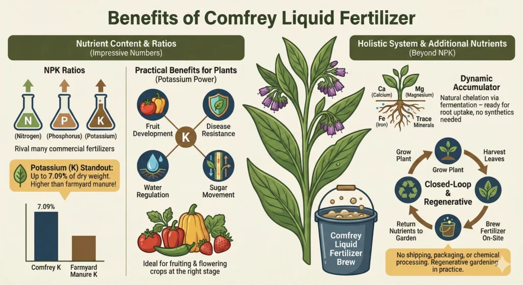 Benefits of Comfrey Liquid Fertilizer Infographic