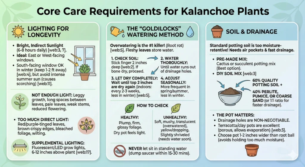 Core Care Requirements Kalanchoe infographic