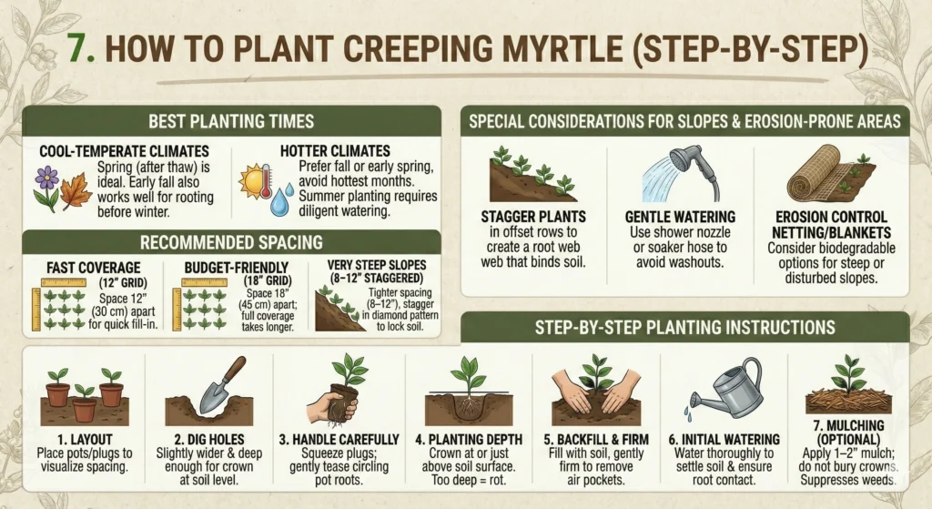 How to Plant Creeping Myrtle (Step‑by‑Step) Infographic