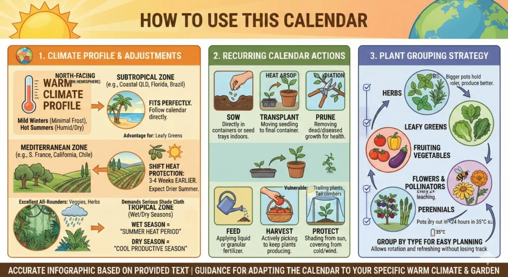 The Ultimate Balcony Garden Calendar for Warm Climates 3 How to Use This Calendar Infographic