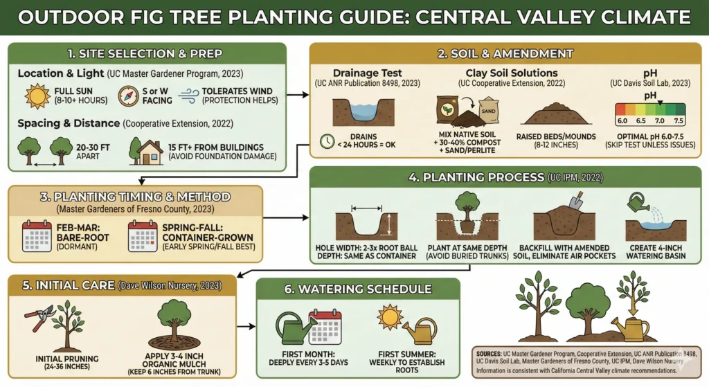 Outdoor Fig Tree Planting in Central Valley Infographic