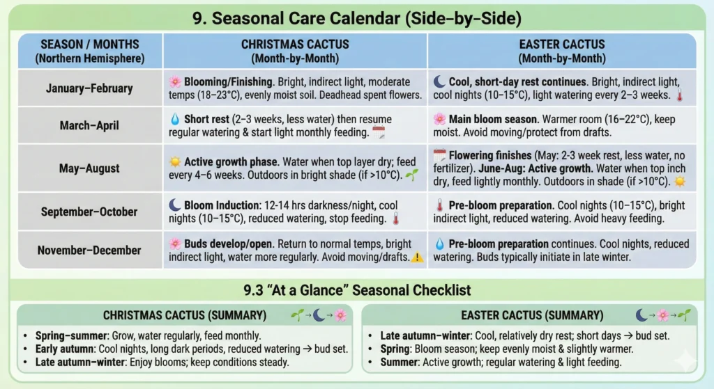 Seasonal Care Calendar (Side‑by‑Side) Infographic
