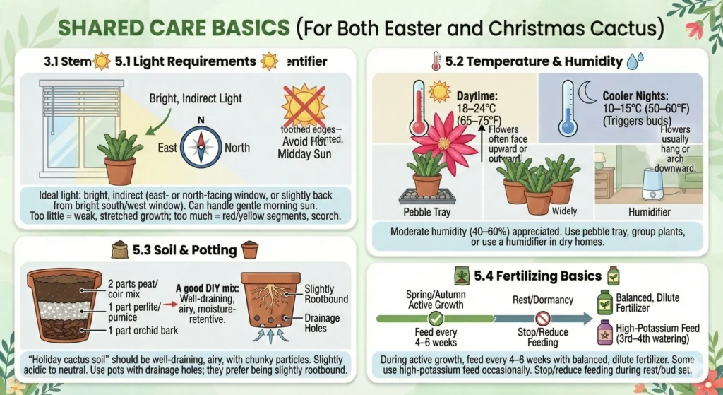 Shared Care Basics (For Both Easter and Christmas Cactus) Infographic