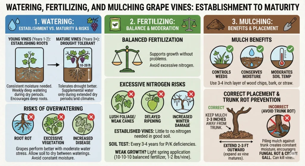 Watering, Fertilizing, and Mulching Infographic
