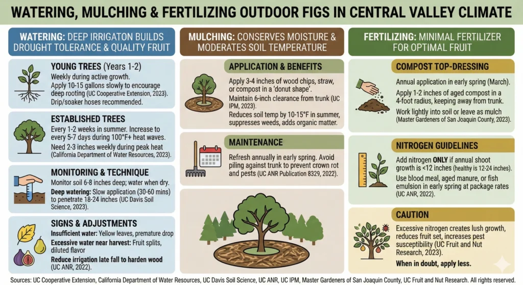 Watering, Mulching & Fertilizing Outdoor Figs Infographic