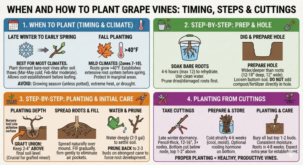 When and How to Plant Grape Vines Infographic
