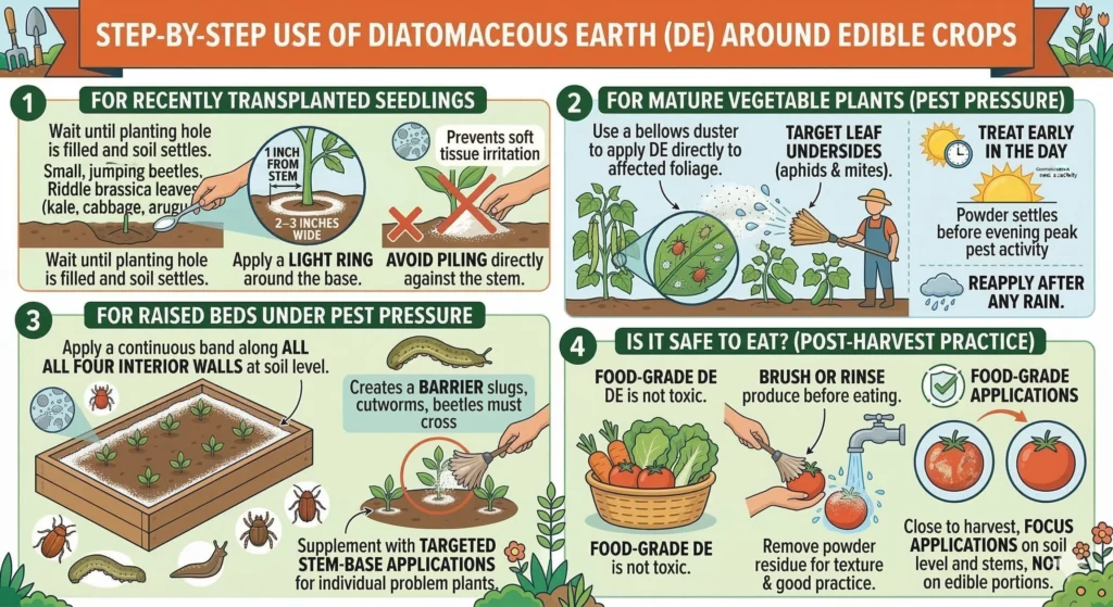 Step-by-Step Use Around Edible Crops Infographic